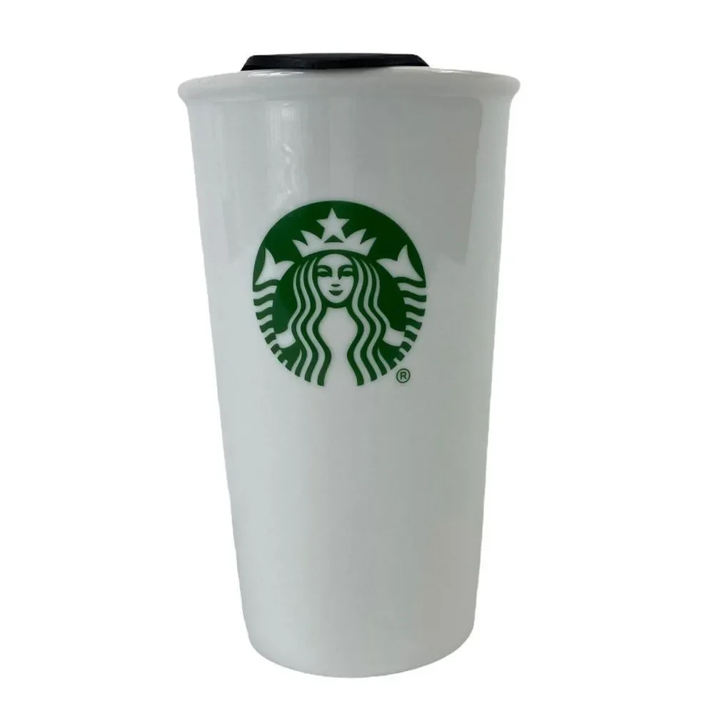 Starbucks ceramic white 10 oz. tumbler green logo
